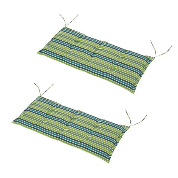 Outsunny Polyester Set of 2 Seat Cushion Chair Cushin Green Stripes