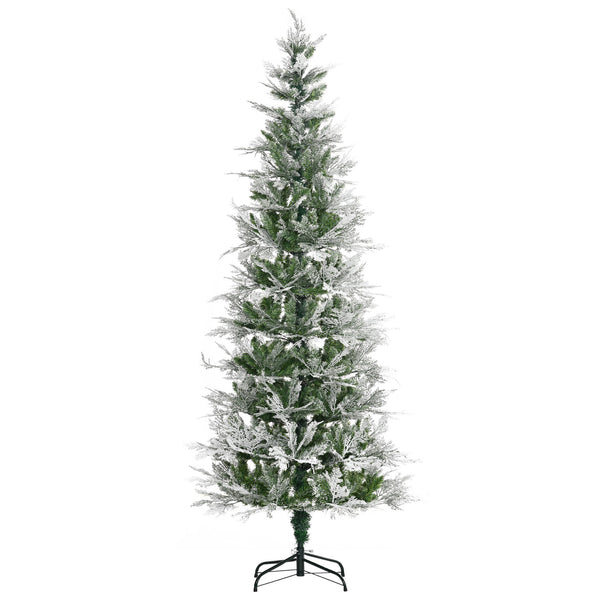 homcom-pencil-snow-flocked-artificial-christmas-tree-with-realistic-cypress-branches-auto-open-green