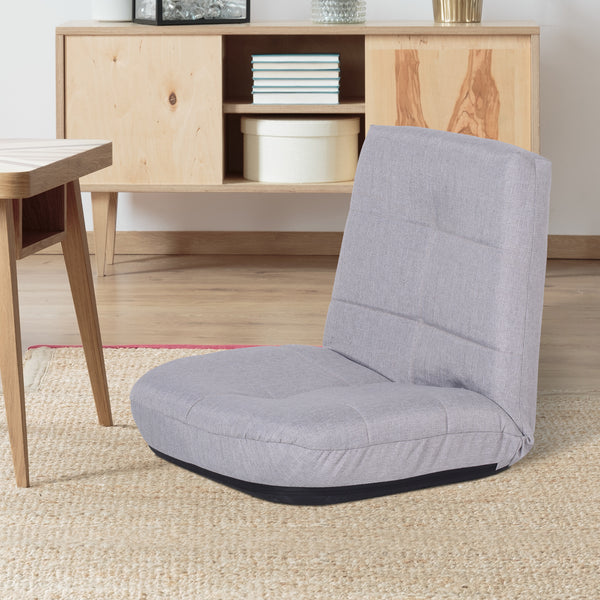 HOMCOM Floor Lazy Sofa Chair 5 - Position Adjustable Recliner 180 Degree Swivel Legless Linen Seater Thick Padding High Density Comfort Reclining