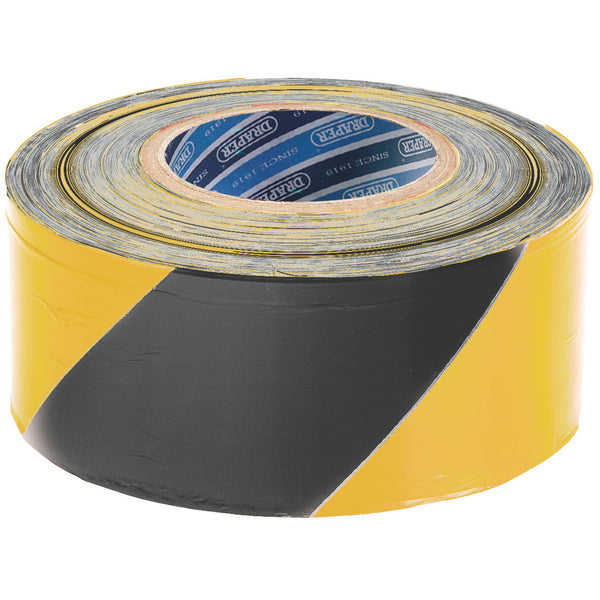 Barrier Tape Roll, 500m x 75mm, Black and Yellow