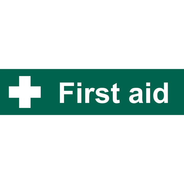 'First Aid' Safety Sign, 200 x 50mm