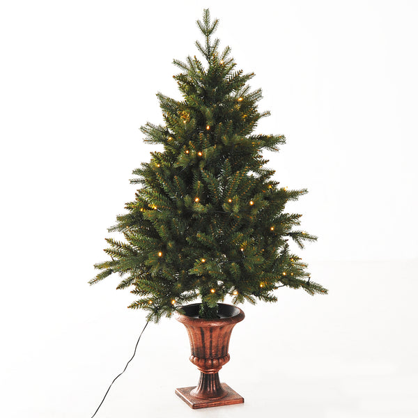 HOMCOM 1.2m Pre-Lit Artificial Christmas Spruce Tree, Plastic Stand-Green