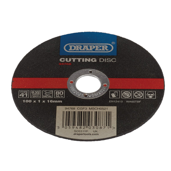 Metal Cutting Disc, 100 x 1 x 16mm