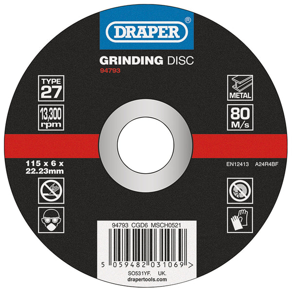 DPC Metal Grinding Disc, 115 x 6 x 22.23mm
