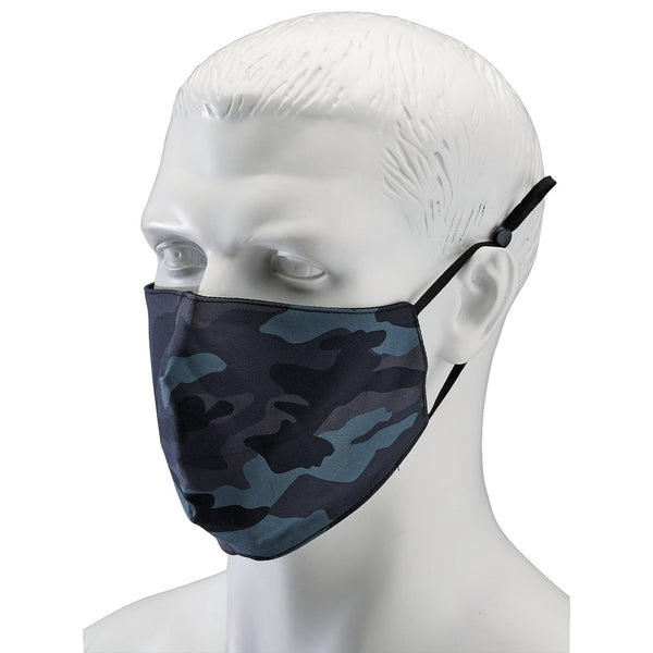 Camo Fabric Resuable Face Masks, Blue (Pack of 2)