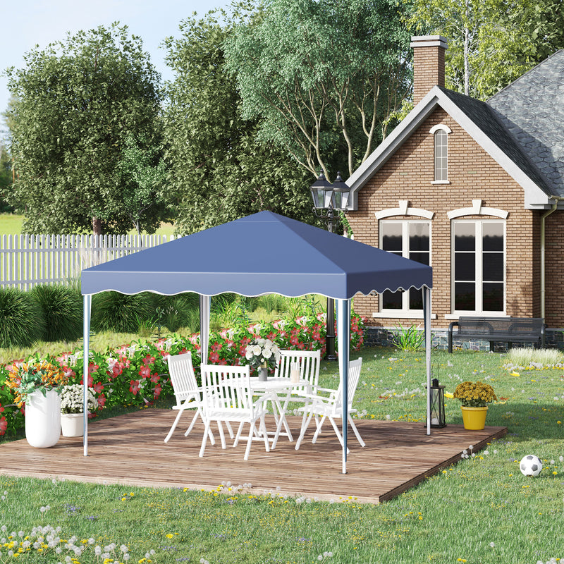 Outsunny 3x3(m) Pop Up Gazebo Canopy, Foldable Tent with Carry Bag, Adjustable Height, Wave Edge, Garden Outdoor Party Tent, Blue