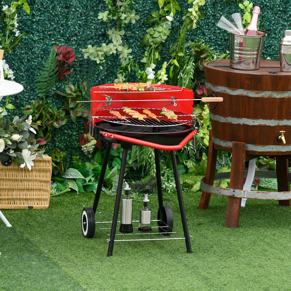 Outsunny Charcoal Grill Barbecue Charcoal BBQ ,  67x51x82cm-Red/Black
