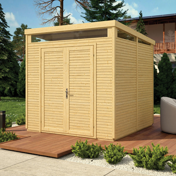 Rowlinson 8x8 Pent Security Shed - Unpainted Natural
