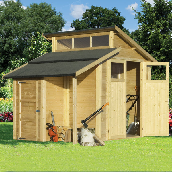 Rowlinson 7x10 Skylight Shed with Store - Unpainted Natural