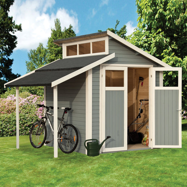 Rowlinson 7x10 Skylight shed with Lean-To - Painted Light Grey