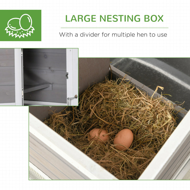 PawHut Deluxe Chicken Coop, Hen House, Wooden Poultry Cage w/ Outdoor Run, Nesting Box, Removable Tray and Lockable Doors, 193 x 78 x 115cm