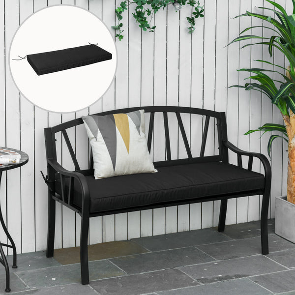 Outsunny Garden Bench Cushion 2 Seater Loveseat Seat Pad for Patio Swing Furniture for Indoor & Outdoor Use, 120 x 50 x 8 cm, Black