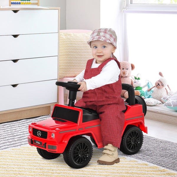 HOMCOM Aosom Compatible Baby Toddler Push Handle Sliding Car Mercedes-Benz G350 Licensed w/Big Steering Wheel Anti-overturning System Red