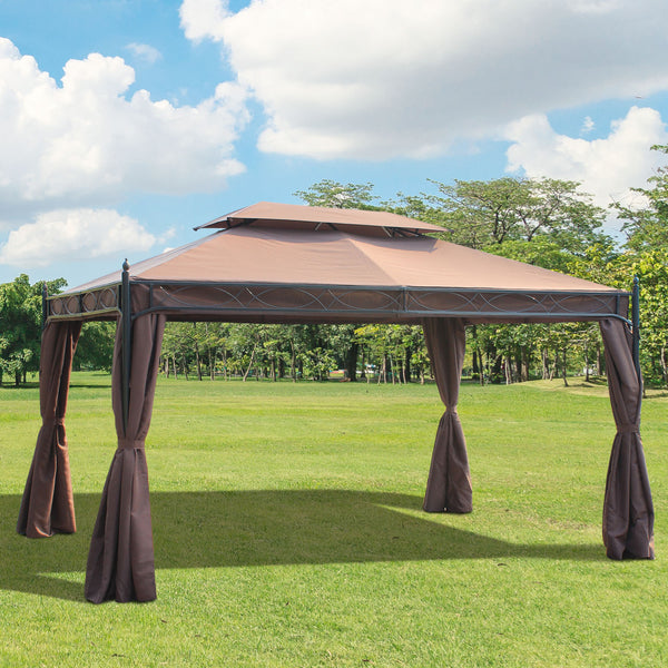 Outsunny 3 x 4m Garden Metal Gazebo Marquee Patio Party Tent Canopy Shelter with Sidewalls Pavilion New