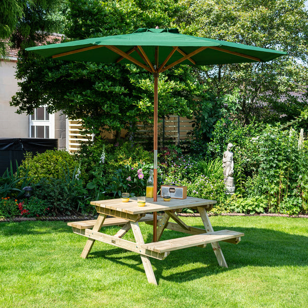 Rowlinson 4ft Picnic Table With Green Parasol (NEW)