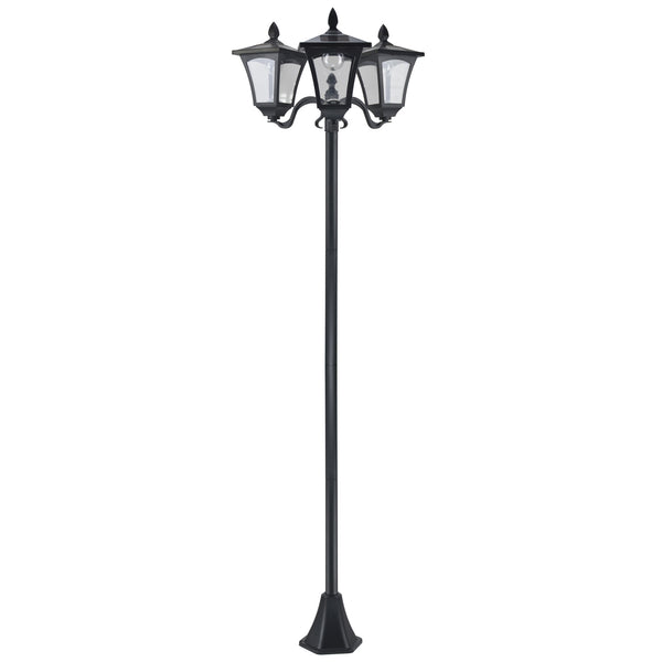 Outsunny 3-Solar Powered Lamp Post, IP44, 51.5Lx47Wx182.5H cm-Black