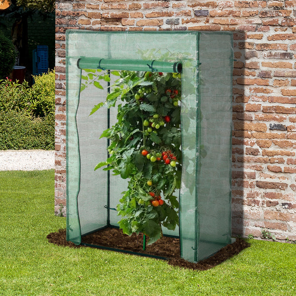Outsunny 100 x 50 x 150cm Greenhouse Steel Frame PE Cover with Roll-up Door Outdoor for Backyard, Balcony, Garden, Green