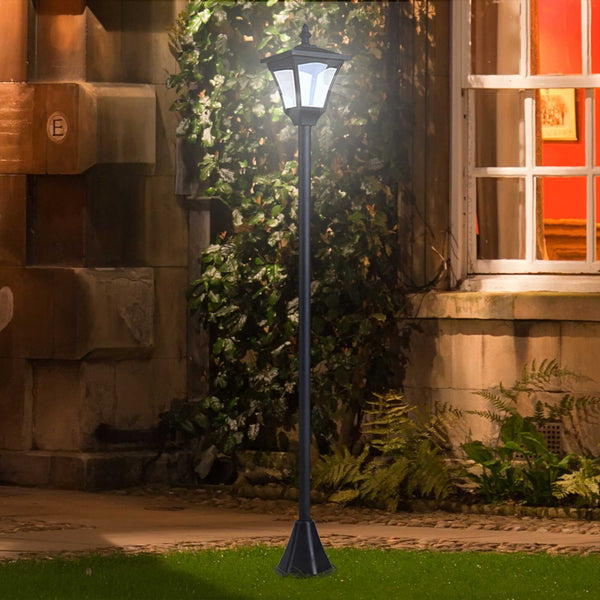 Outsunny Outdoor Garden Solar Post Lamp Sensor Dimmable LED Lantern Bollard Pathway 1.2M Tall â€“ Black