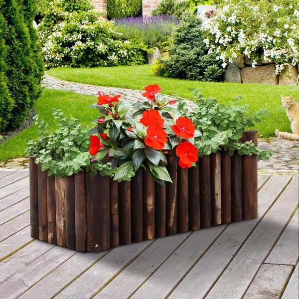 Outsunny Raised Flower Bed Wooden Rectangualr Planter Container Box Herb Pot 78L x 35W x 30H (cm)