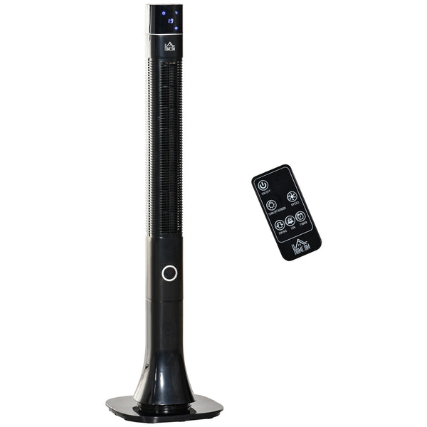 HOMCOM 47" Anion Tower Fan Cooling for Bedroom with 3 Speed, 12h Timer, Oscillating, LED Display, Remote Controller, Black