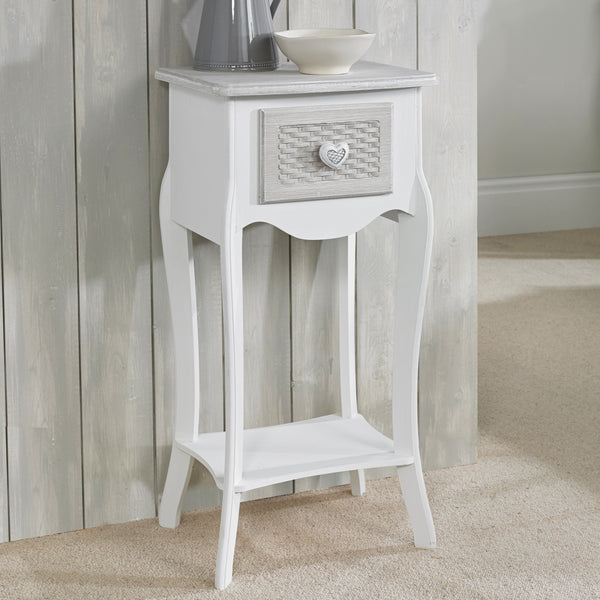 LPD Brittany 1 Drawer Bedside White-Grey
