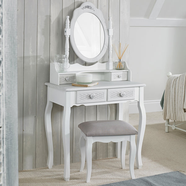 LPD Brittany Dressing Table Base White-Grey