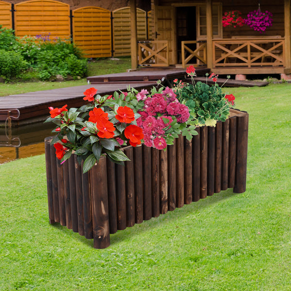 Raised Flower Bed Wooden Rectangualr Planter Container Box Wood 4 Feet