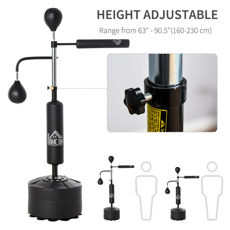 HOMCOM 3-in-1 Boxing Punching Bag Stand with 2 Speedballs, 360Â° Relax Bar, & PU-Wrapped Bag & Adjustable Height
