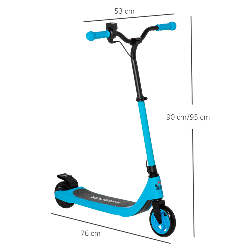 HOMCOM Electric Scooter, 120W Motor E-Scooter w/ Battery Display, Adjustable Height, Rear Brake for Ages 6+ Years - Blue
