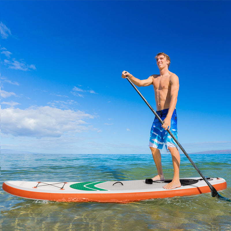 Outsunny 10'6" x 30" x 6" Inflatable Non-Slip Paddle Stand Up Board w/ Adjustable Aluminium Paddle, ISUP Accessories, 320L x 76W x 15H cm - White