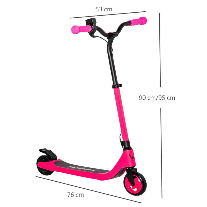 HOMCOM Electric Scooter, 120W Motor E-Scooter w/ Battery Level Display, 2 Adjustable Heights, and Rear Brake, Suitable for 6+ Years Old, Pink