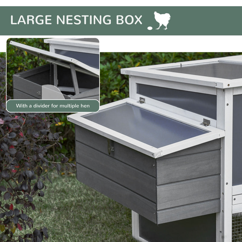 PawHut Deluxe Chicken Coop, Hen House, Wooden Poultry Cage w/ Outdoor Run, Nesting Box, Removable Tray, 162 x 76.5 x 79.5cm
