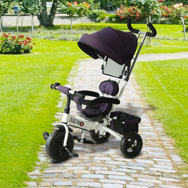 HOMCOM Baby Tricycle W/Handle-White/Purple