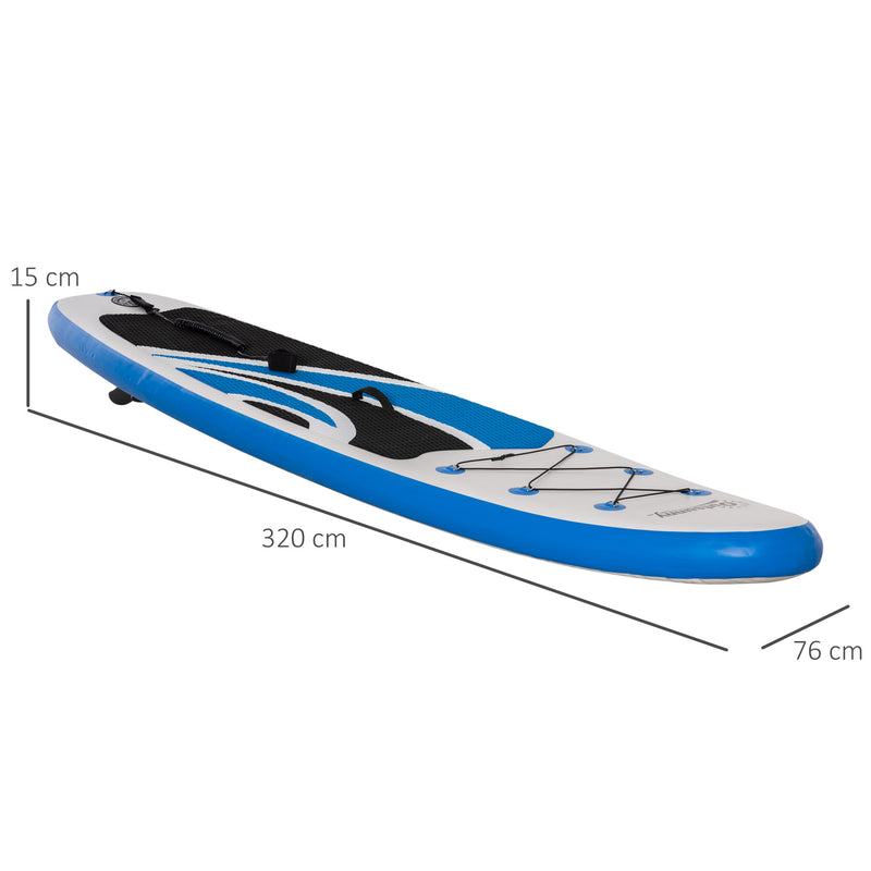 Outsunny 10'6" x 30" x 6" Inflatable Paddle Stand Up Board, Adjustable Aluminium Paddle Non-Slip Deck Board with ISUP Accessories, 320L x 76W x 15H cm
