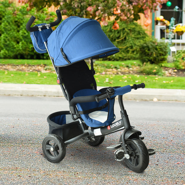 HOMCOM Baby Ride on Tricycle W/Canopy-Blue