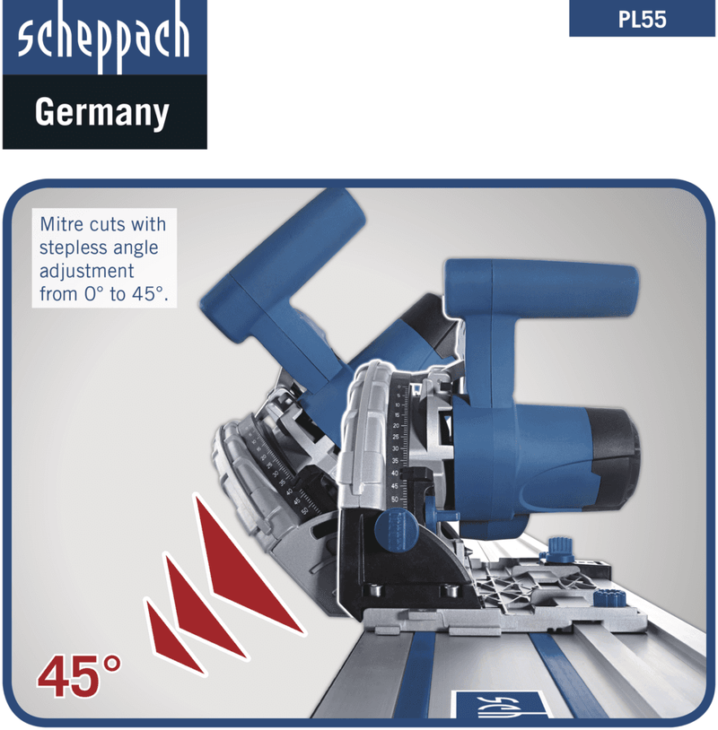 Scheppach PL55-P2 1200W 160mm Plunge Saw c/w 2.8 mtr Rails
