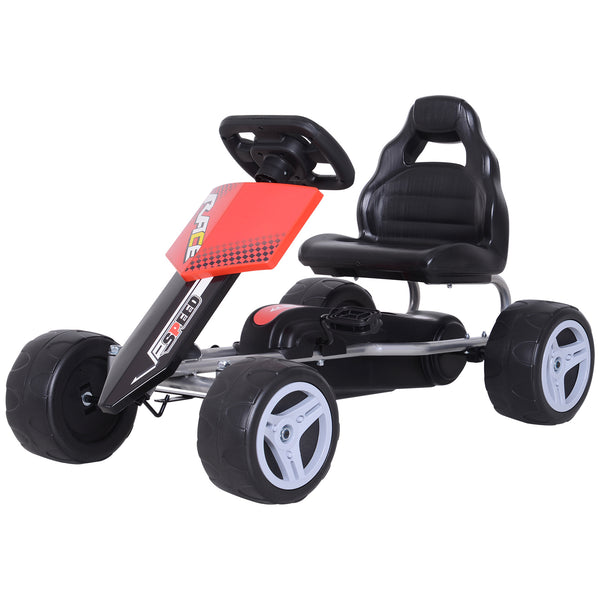 HOMCOM Kids Pedal Go Kart Ride-on, 80Lx49Wx50Hcm-Red/Black