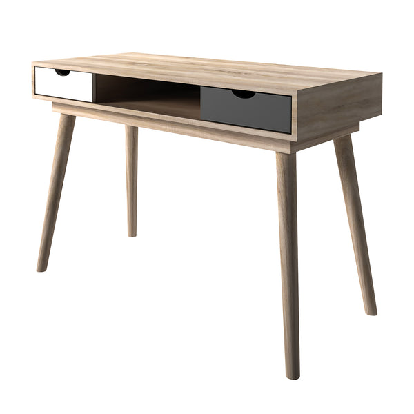 LPD Scandi Desk Oak With Grey And White Drawers