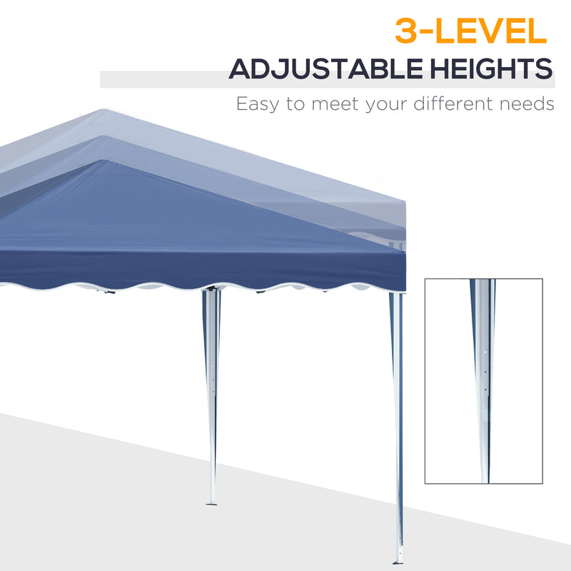 Outsunny 3x3(m) Pop Up Gazebo Canopy, Foldable Tent with Carry Bag, Adjustable Height, Wave Edge, Garden Outdoor Party Tent, Blue
