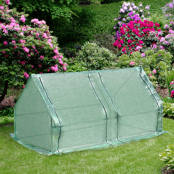 Outsunny 180 x 90 x 90 cm Steel Frame Poly Tunnel Steeple Greenhouse - Green