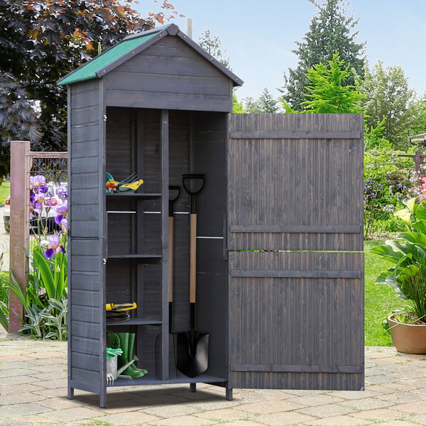 Outsunny Fir Wood Outdoor Garden Utility Shed Grey