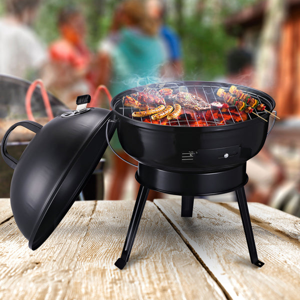 Outsunny Charcoal BBQ Charcoal Grill Metal Portable Tripod Grill Black