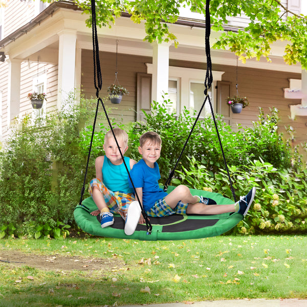 HOMCOM 40 Inch / 100 cm Tree Swing Round Kids Nest Swing Seat Adjustable Rope for Outdoor Backyard Garden Play Activity Green