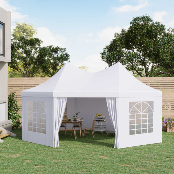 Outsunny 6.8m x 5m Octagonal Party Tent / Wedding Marquee-White