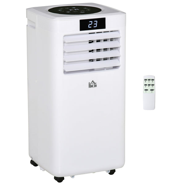 HOMCOM 7000 BTU Air Conditioner Portable AC Unit for Cooling Dehumidifying Ventilating with Remote Controller, LED Display, Timer, for Bedroom, White