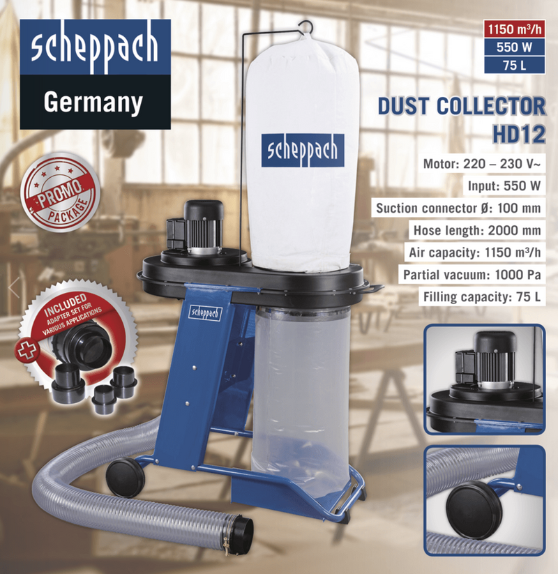 Scheppach HD12 550W 75 L Dust Extractor