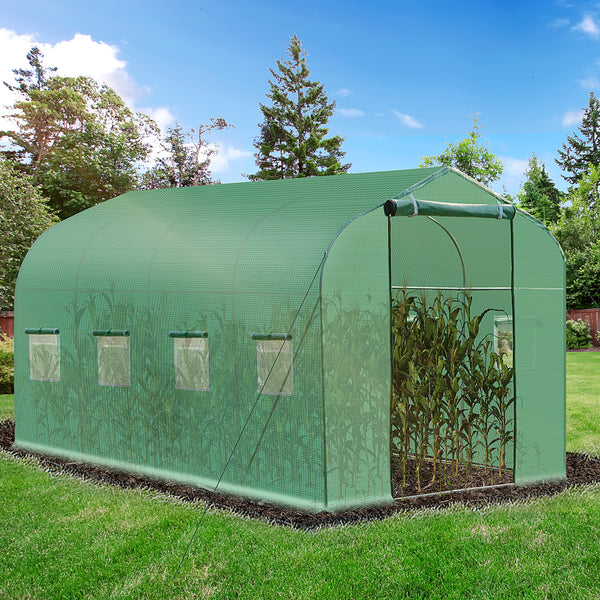 Outsunny Walk in Polytunnel Greenhouse with Windows and Door for Garden, Backyard (4 x 2M)